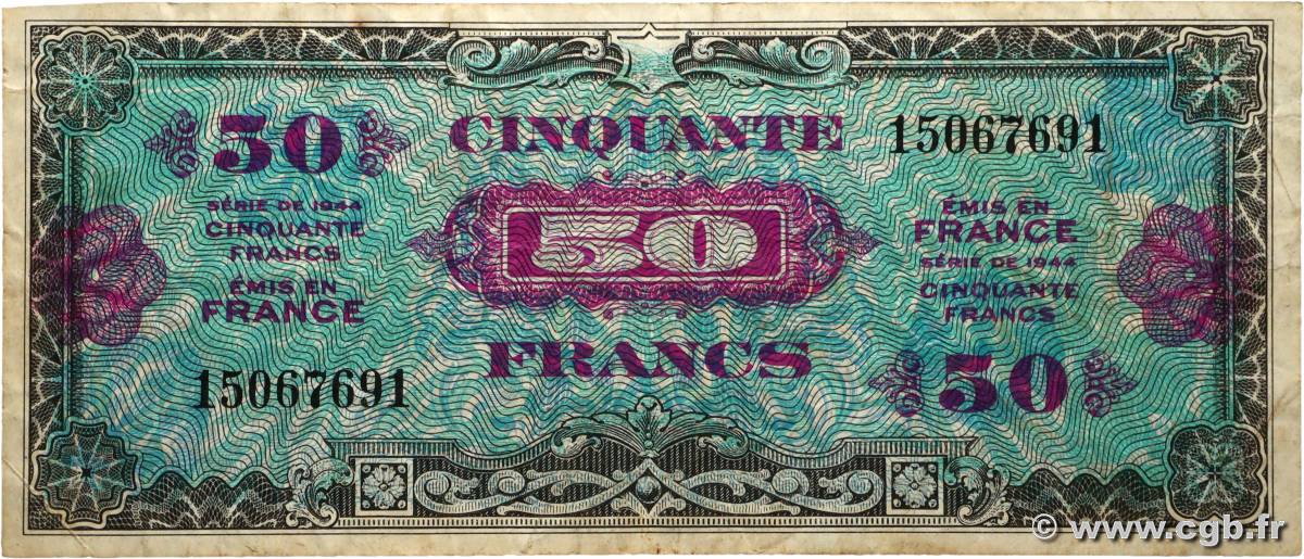 50 Francs DRAPEAU FRANCE  1944 VF.19.01 TB