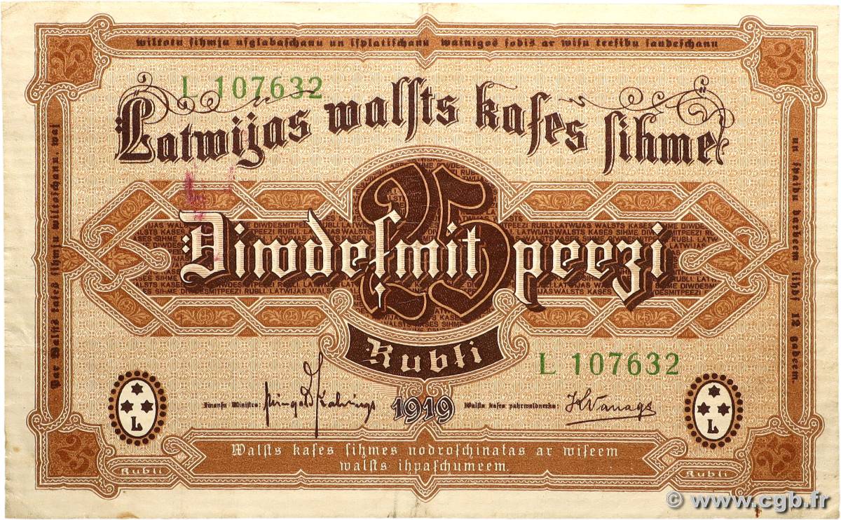 10 Rubli LETTONIE  1919 P.05h TTB+