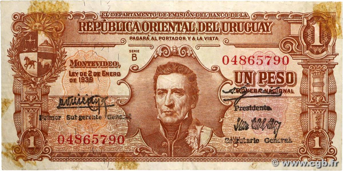 1 Peso URUGUAY  1939 P.035aB VG