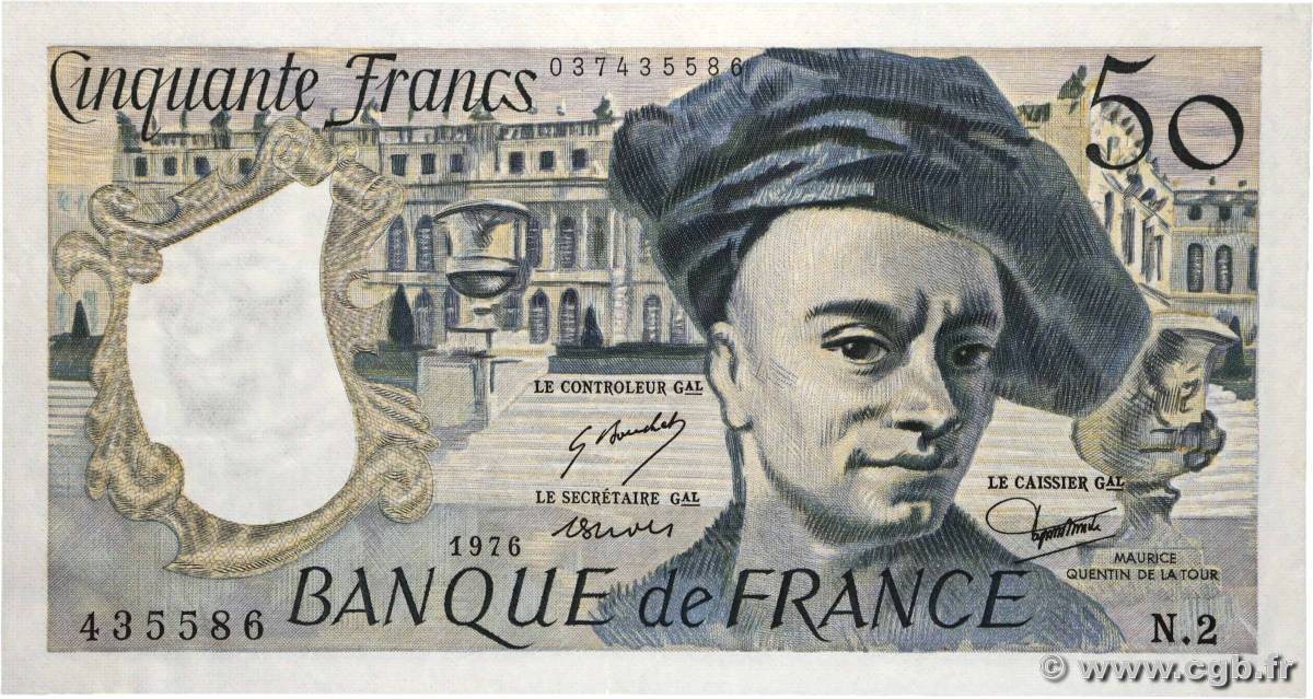 50 Francs QUENTIN DE LA TOUR FRANCE  1976 F.67.01 XF+