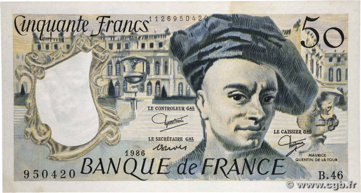 50 Francs QUENTIN DE LA TOUR FRANCE  1986 F.67.12 UNC-