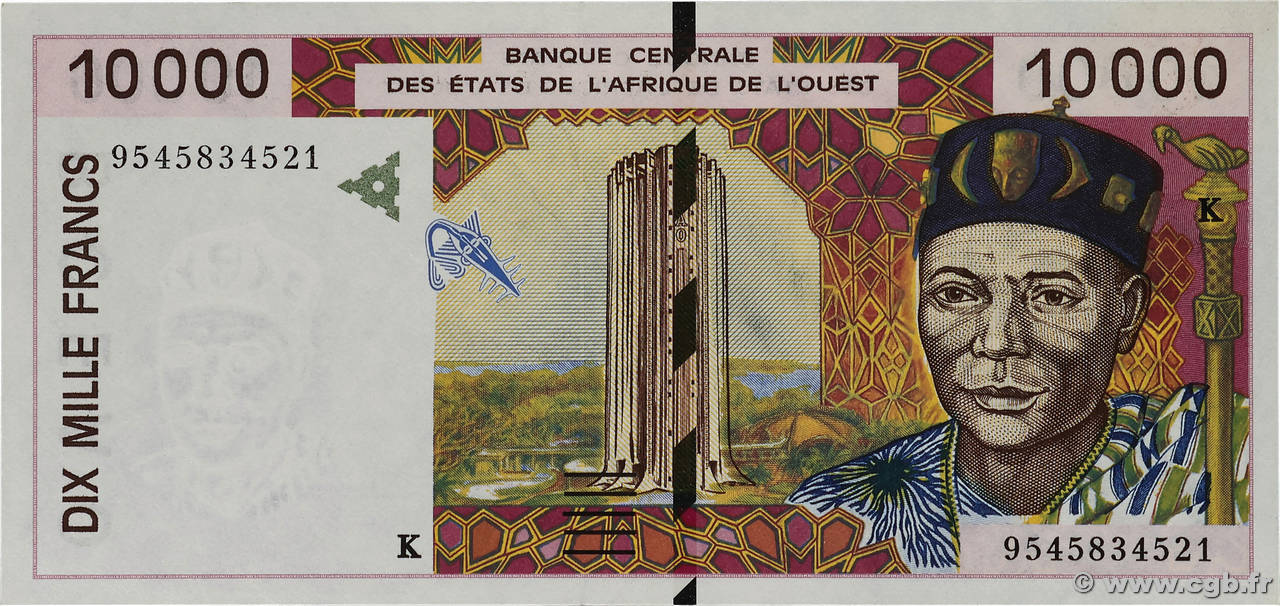 10000 Francs ÉTATS DE L&nbsp;AFRIQUE DE L&nbsp;OUEST  1995 P.714Kc pr.NEUF