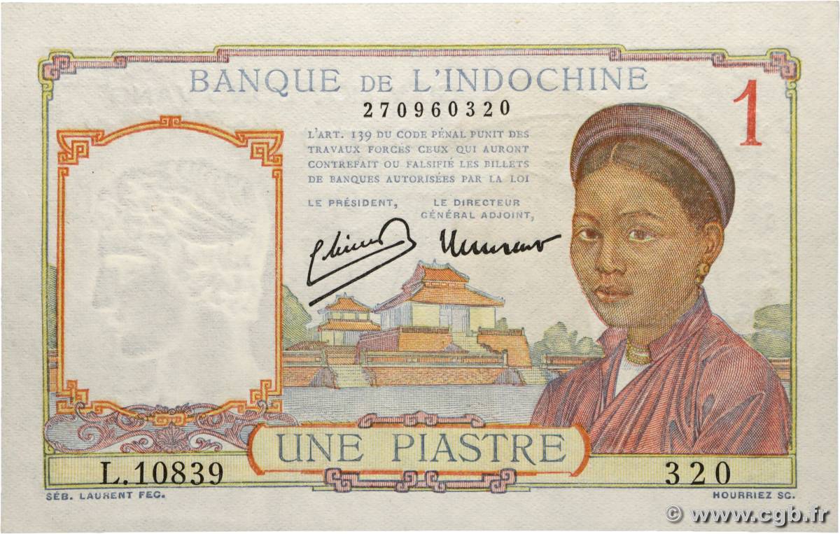 1 Piastre FRENCH INDOCHINA  1946 P.054c UNC-