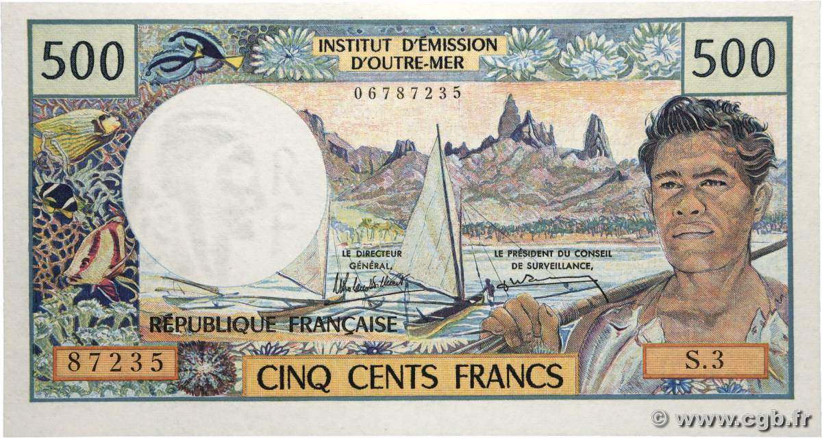 500 Francs TAHITI  1985 P.25d XF+