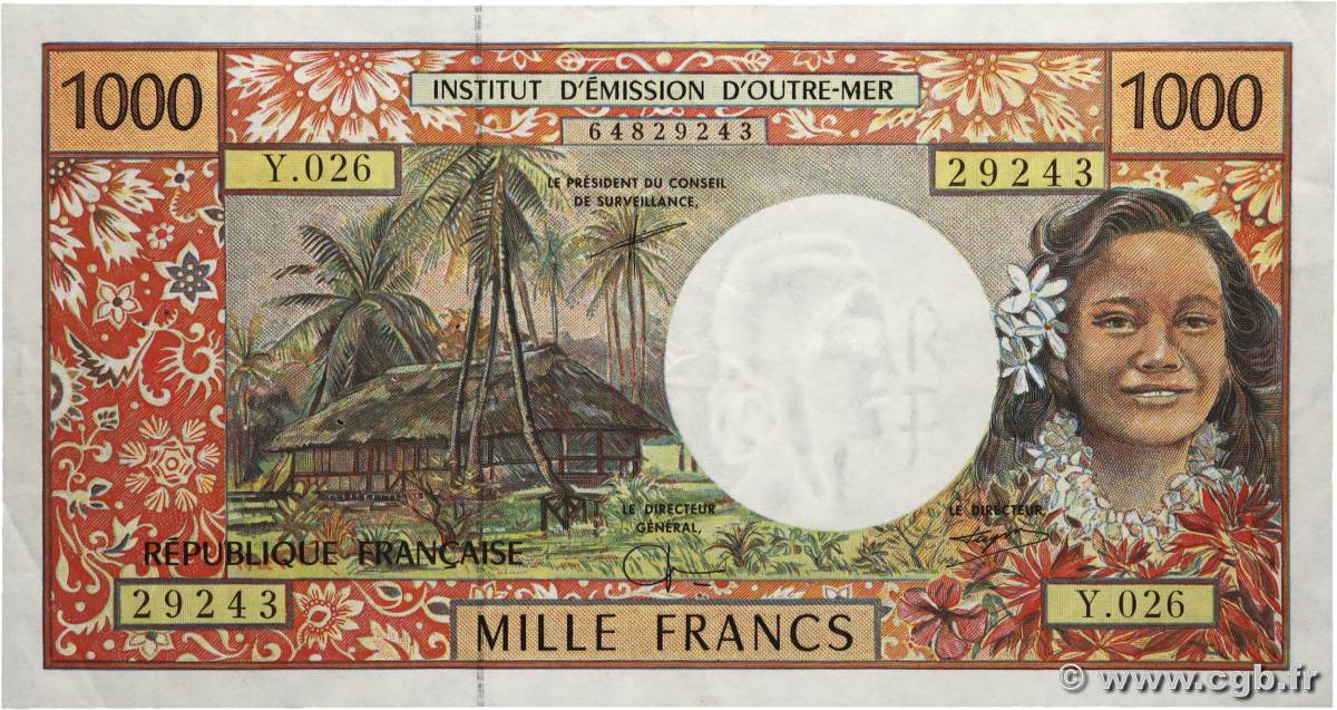 1000 Francs FRENCH PACIFIC TERRITORIES  2000 P.02g VF+