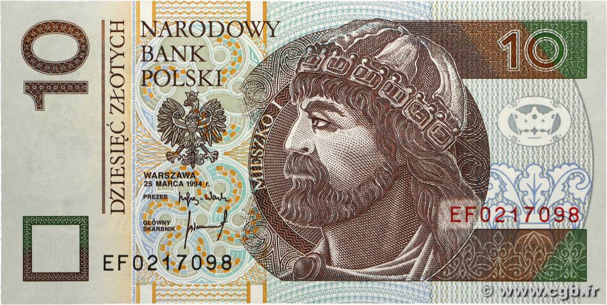 10 Zlotych POLAND  1994 P.173a UNC
