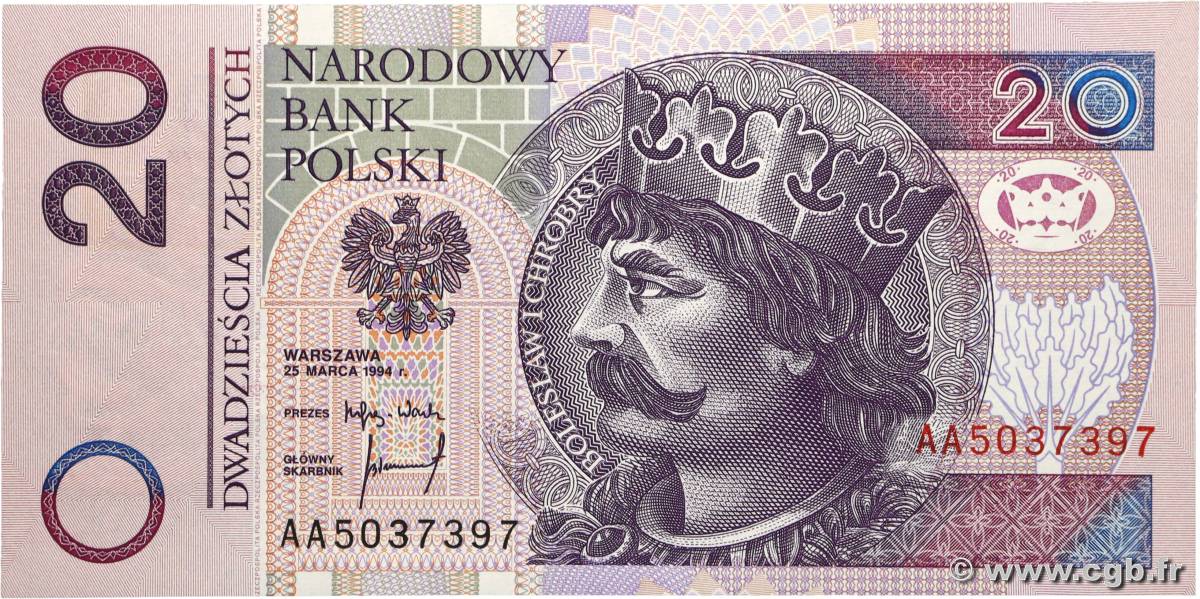 20 Zlotych POLAND  1994 P.174a UNC