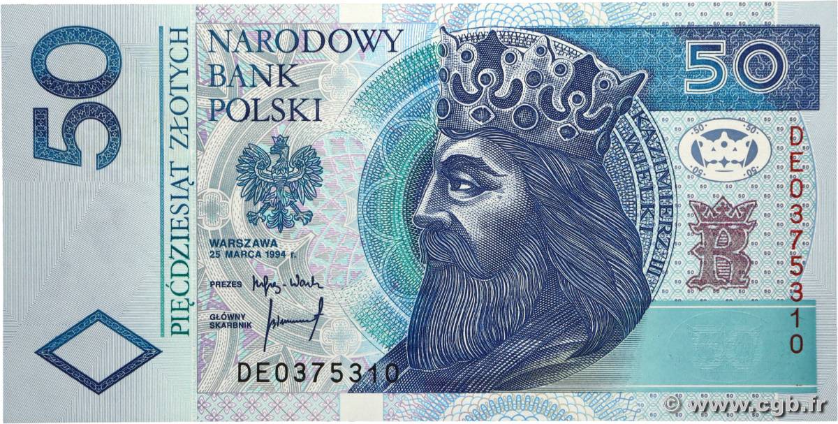 50 Zlotych POLAND  1994 P.175a UNC