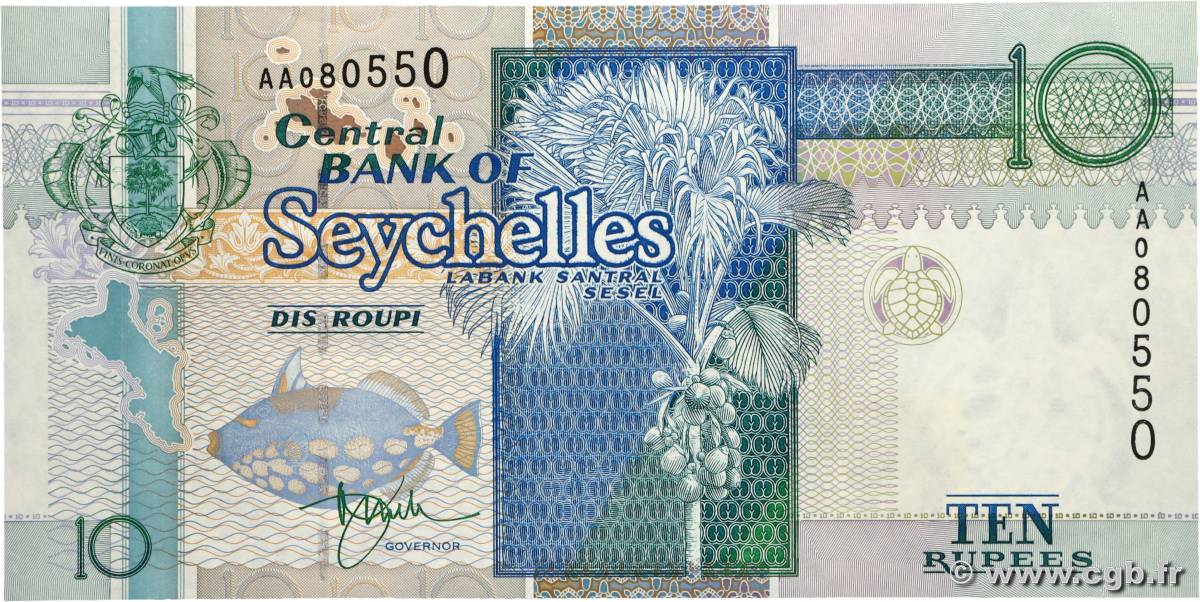 10 Rupees SEYCHELLES  1998 P.36a UNC