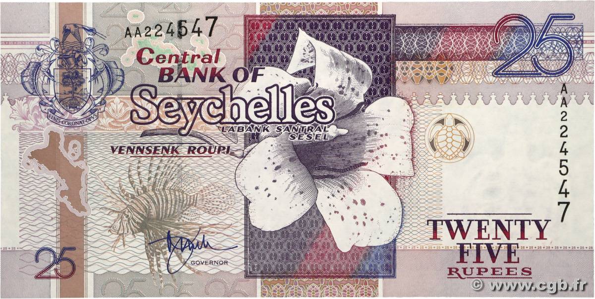 25 Rupees SEYCHELLES  1998 P.37a UNC