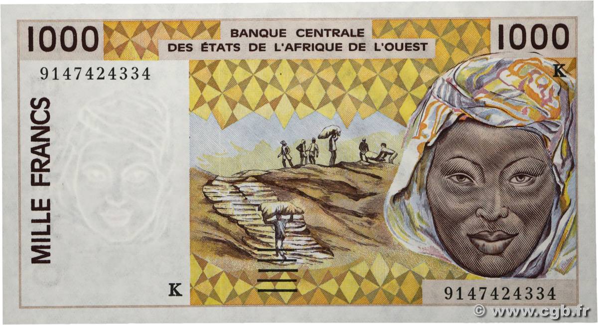 1000 Francs WEST AFRICAN STATES  1991 P.711Ka UNC-
