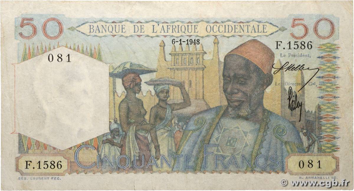50 Francs FRENCH WEST AFRICA  1948 P.39 F