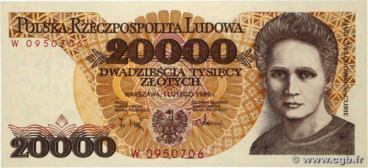 20000 Zlotych POLAND  1989 P.152 UNC