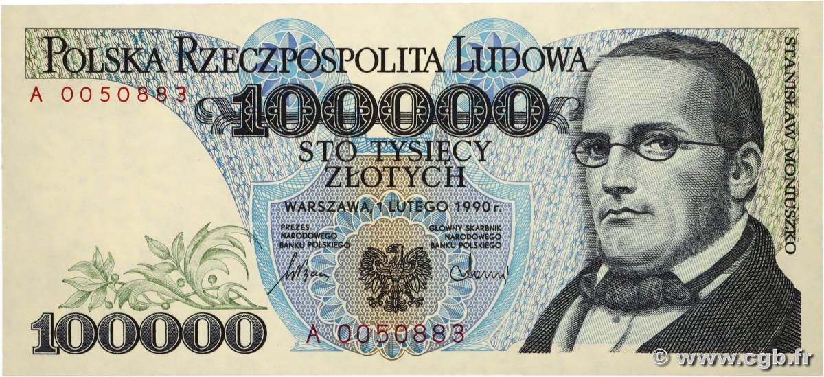 100000 Zlotych POLAND  1990 P.154a UNC