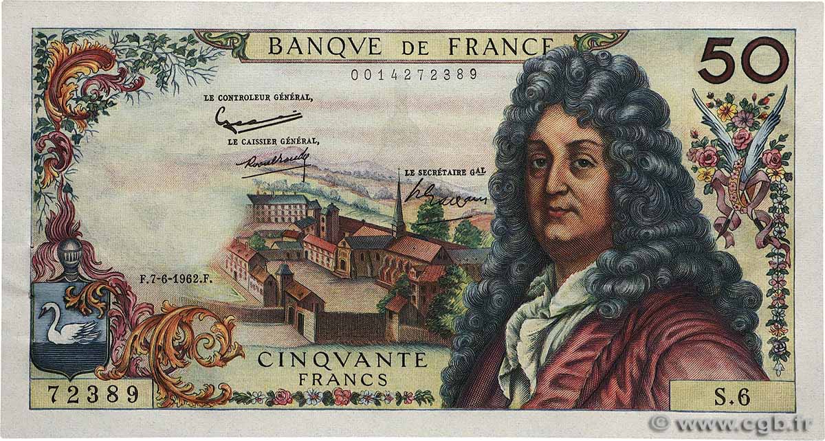 50 Francs RACINE FRANCE  1962 F.64.01 AU