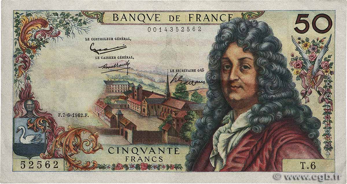 50 Francs RACINE FRANCE  1962 F.64.01 TTB+