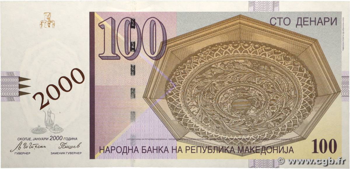 100 Denari Commémoratif NORTH MACEDONIA  2000 P.20 UNC
