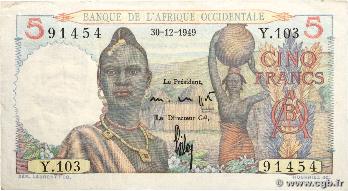 5 Francs FRENCH WEST AFRICA  1949 P.36 VZ