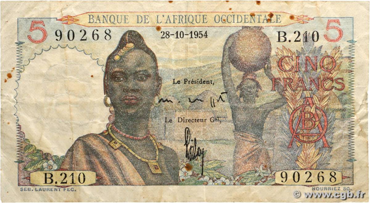 5 Francs FRENCH WEST AFRICA (1895-1958)  1954 P.36 F