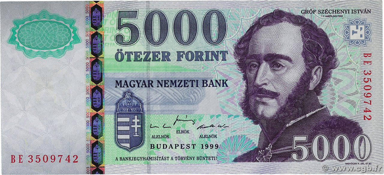 5000 Forint HONGRIE  1999 P.182a pr.NEUF