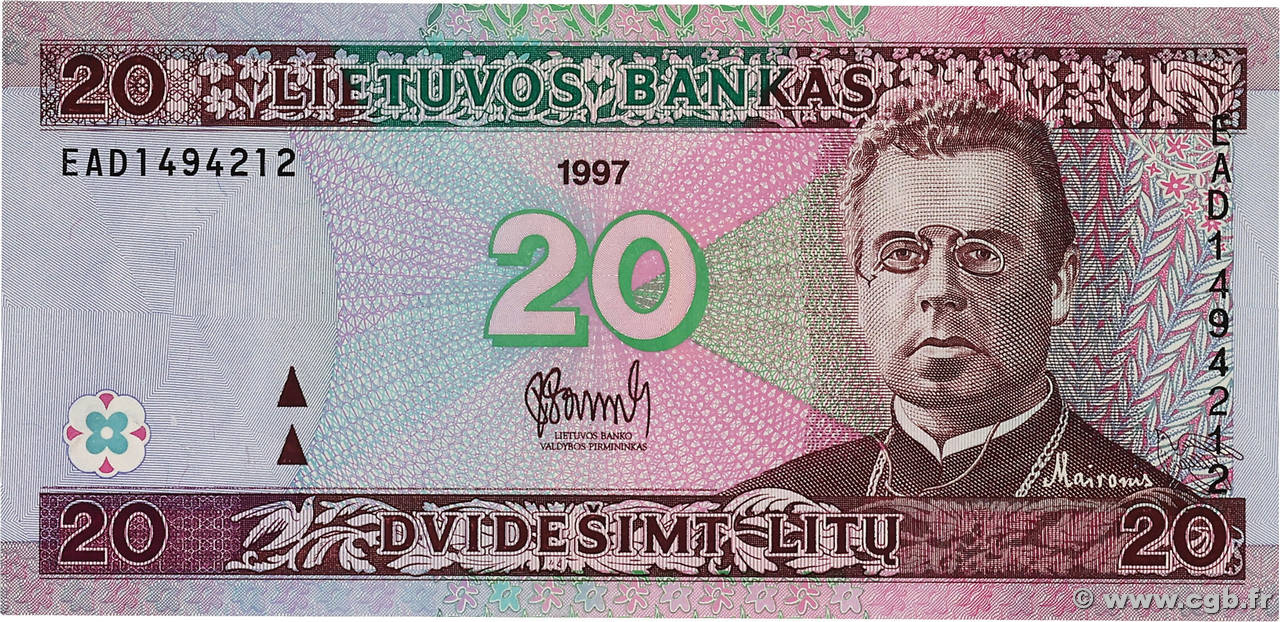 20 Litu LITUANIE  1997 P.60 NEUF