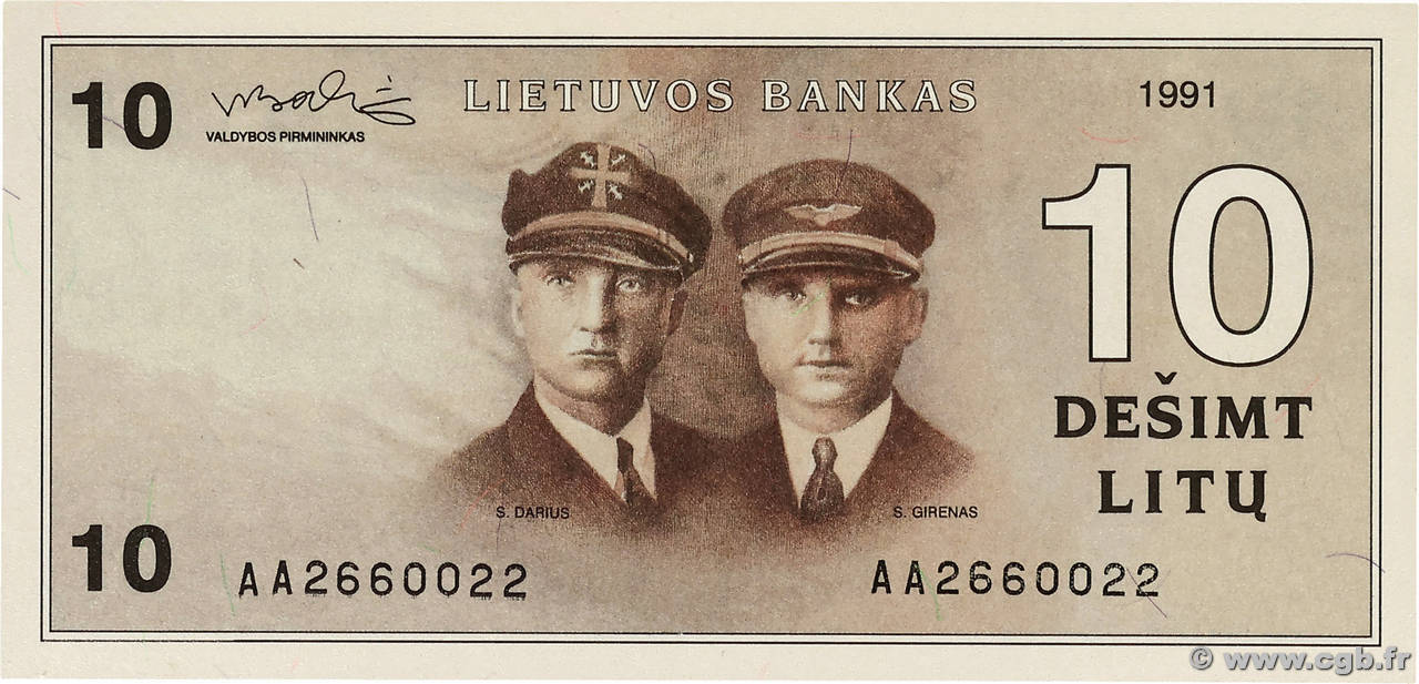 10 Litu LITUANIE  1991 P.47a  NEUF