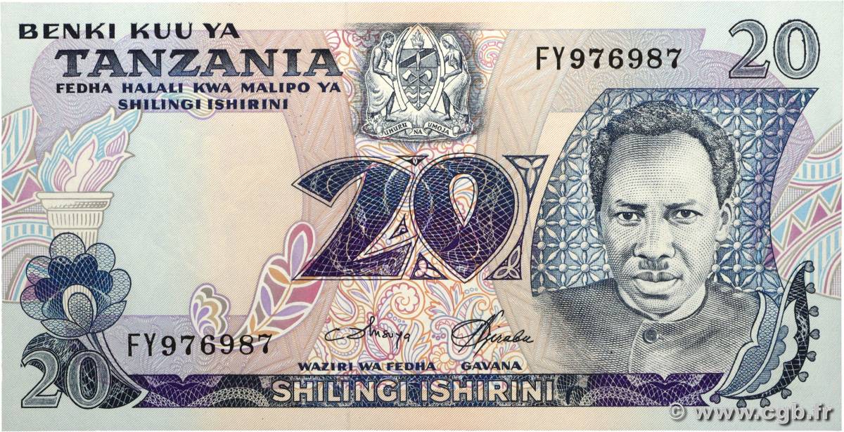 20 Shilingi TANZANIA  1978 P.07c UNC