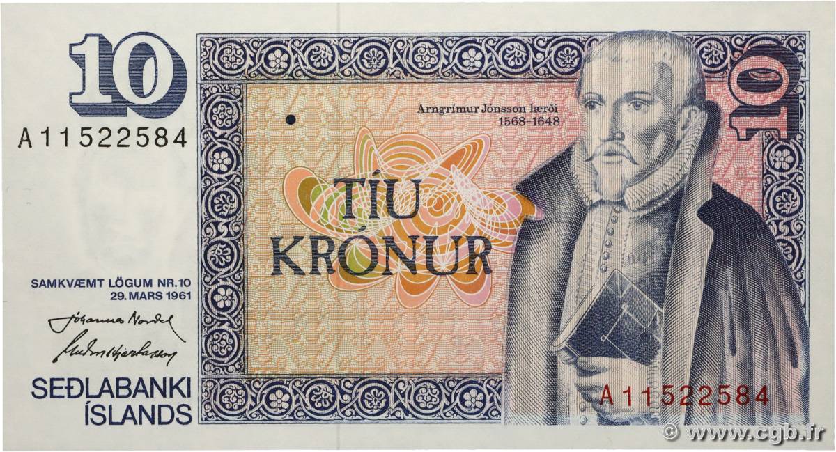 10 Kronur ISLANDE  1961 P.48a NEUF