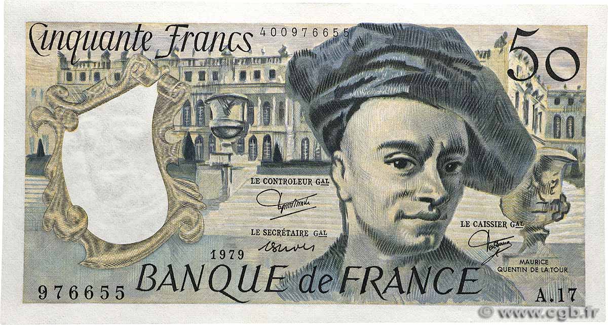 50 Francs QUENTIN DE LA TOUR FRANCE  1979 F.67.05 UNC-