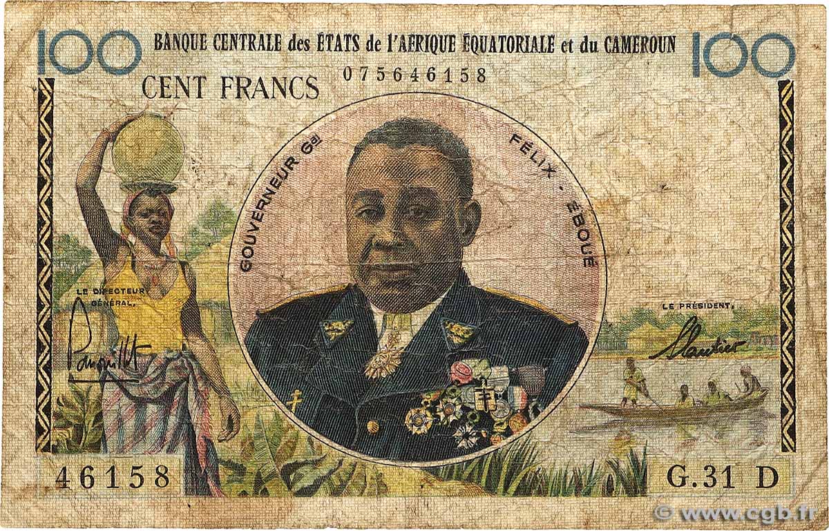 100 Francs Félix Éboué BCEAEC GABON  1961 A.234a B