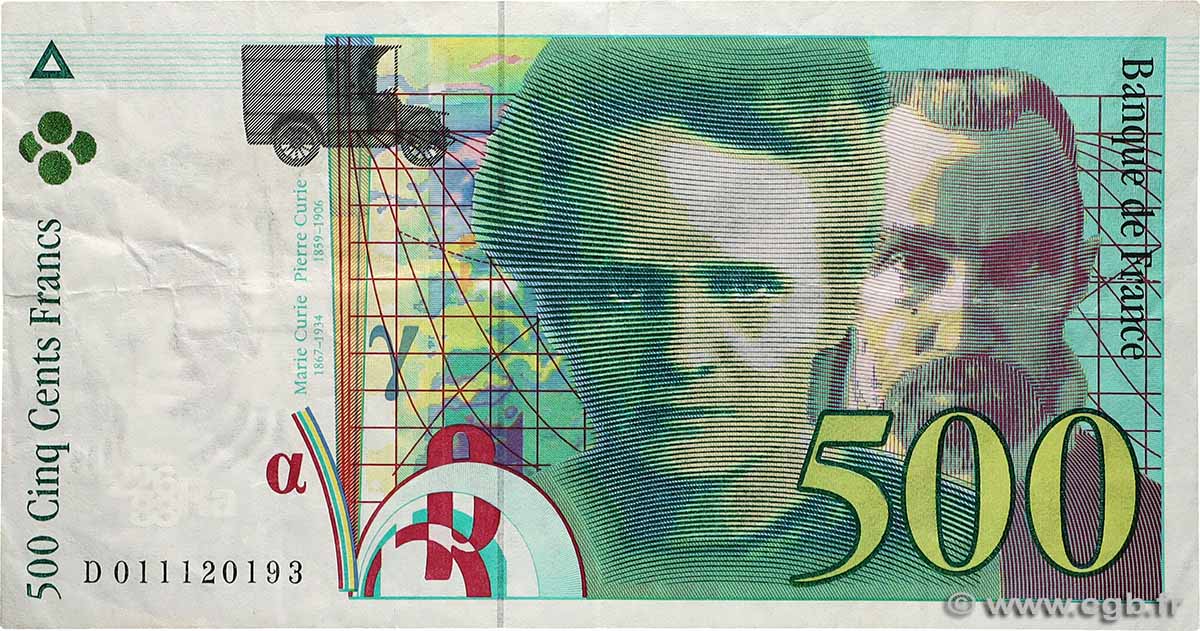 500 Francs PIERRE ET MARIE CURIE Sans STRAP Fauté FRANCE  1994 F.76f4.01 F+