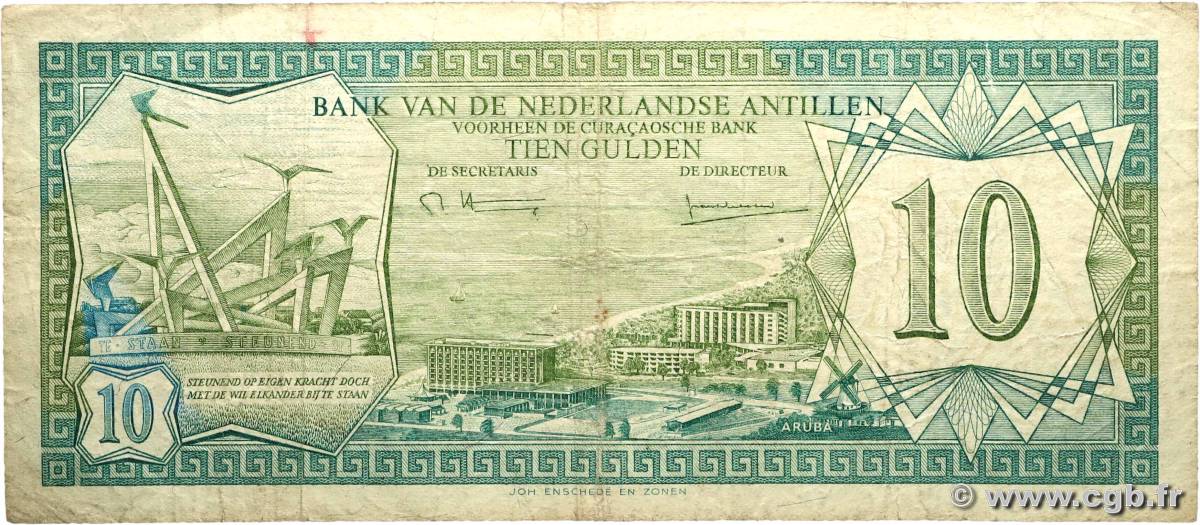 10 Gulden ANTILLES NÉERLANDAISES  1979 P.16a TB