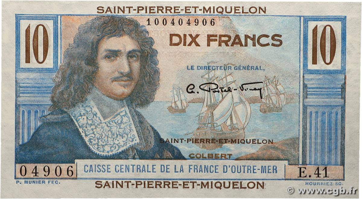 10 Francs Colbert SAINT PIERRE ET MIQUELON  1946 P.23 pr.NEUF