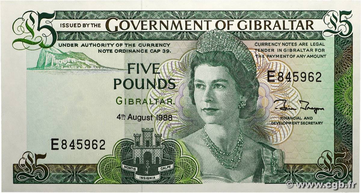 5 Pounds GIBRALTAR  1988 P.21b ST