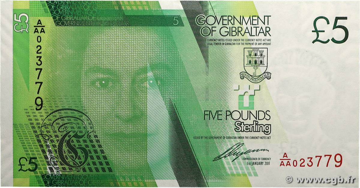 5 Pounds Sterling GIBRALTAR  2011 P.35 pr.NEUF