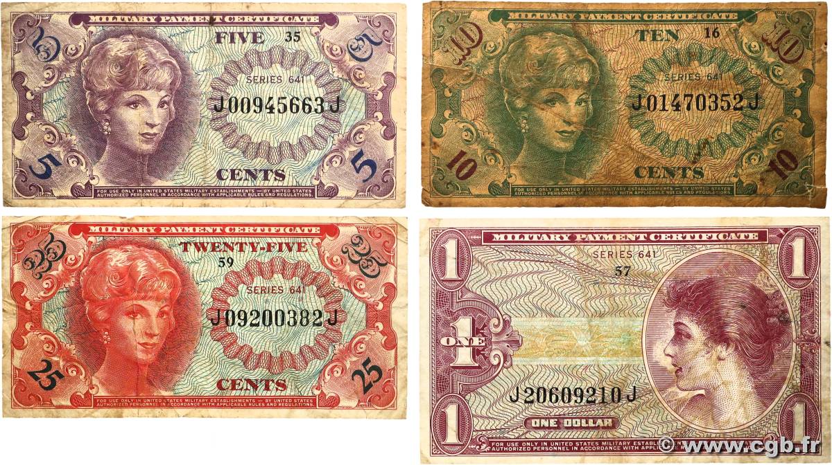 5 au 25 Cents et 1 Dollar Lot ESTADOS UNIDOS DE AMÉRICA  1965 P.M057 au P.M059 et P.M061 RC+