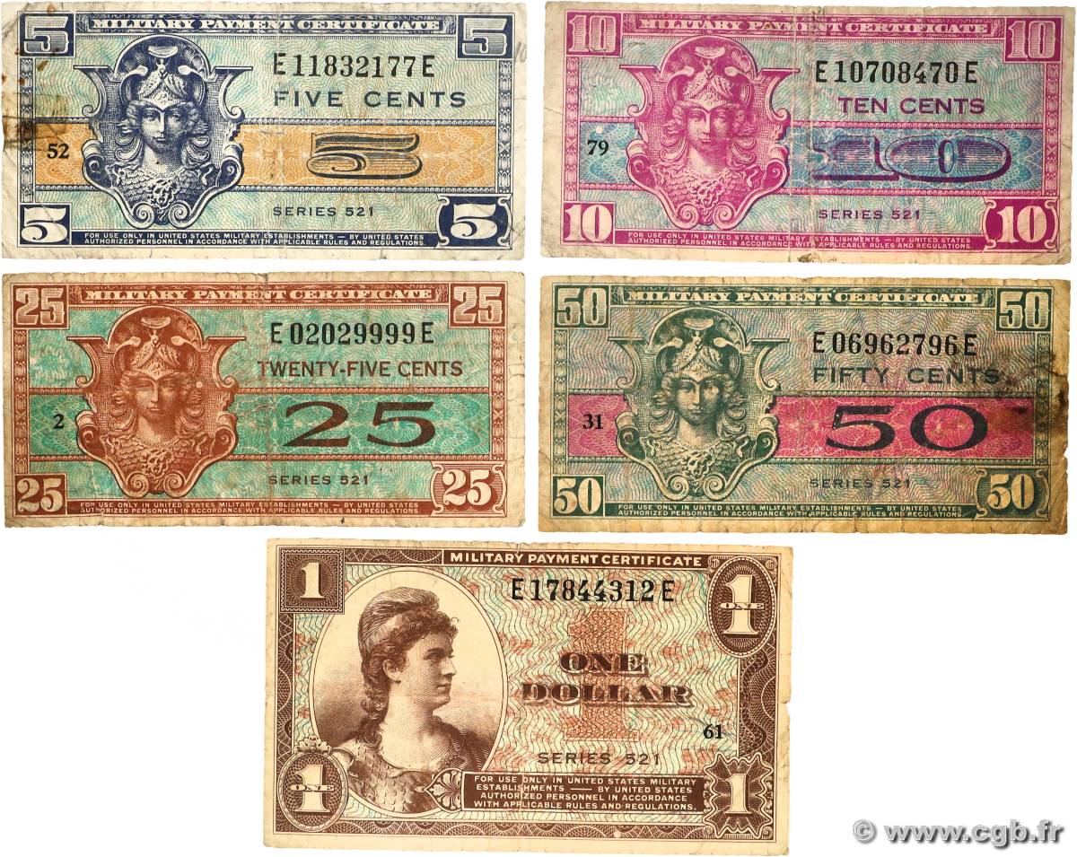 5 au 50 Cents et 1 Dollar Lot ESTADOS UNIDOS DE AMÉRICA  1954 P.M029 au P.M033 RC+