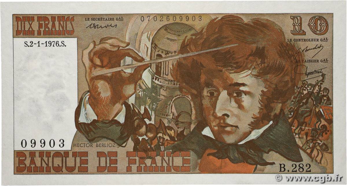 10 Francs BERLIOZ FRANCE  1976 F.63.16-282 SUP