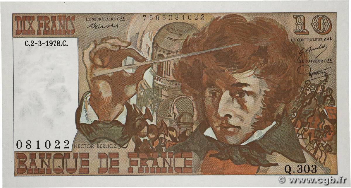 10 Francs BERLIOZ FRANCIA  1978 F.63.23 SC+