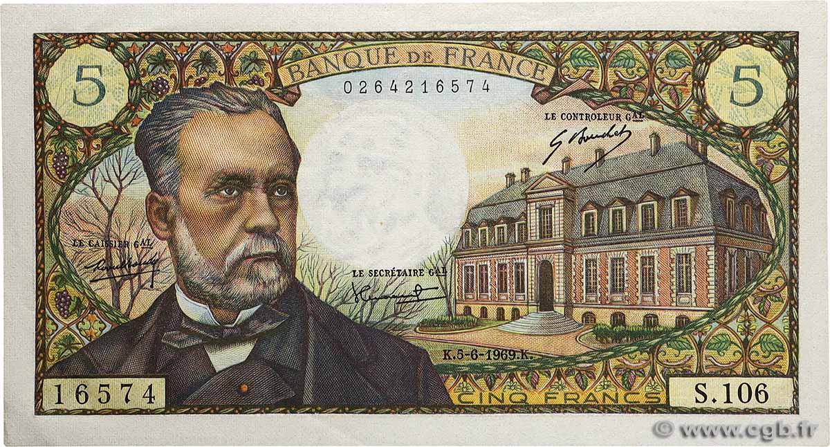 5 Francs PASTEUR FRANCE  1969 F.61.10 SPL+