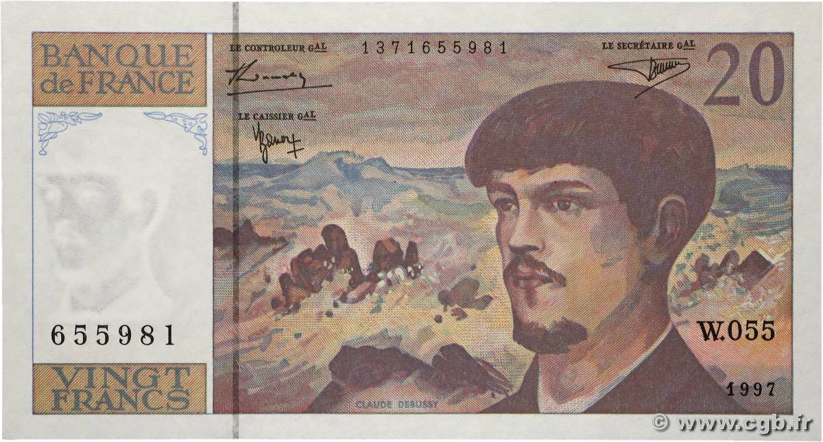 20 Francs DEBUSSY Modifié FRANCIA  1997 F.66ter.02 FDC
