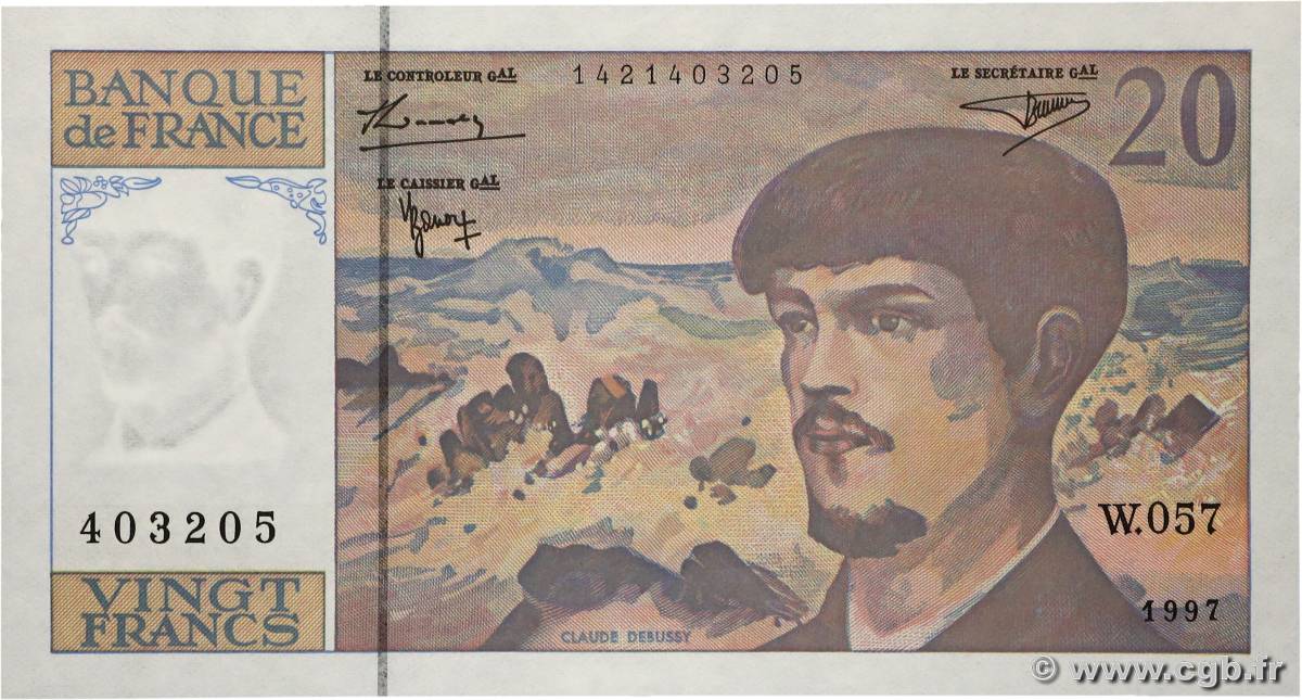 20 Francs DEBUSSY Modifié FRANCE  1997 F.66ter.02 NEUF