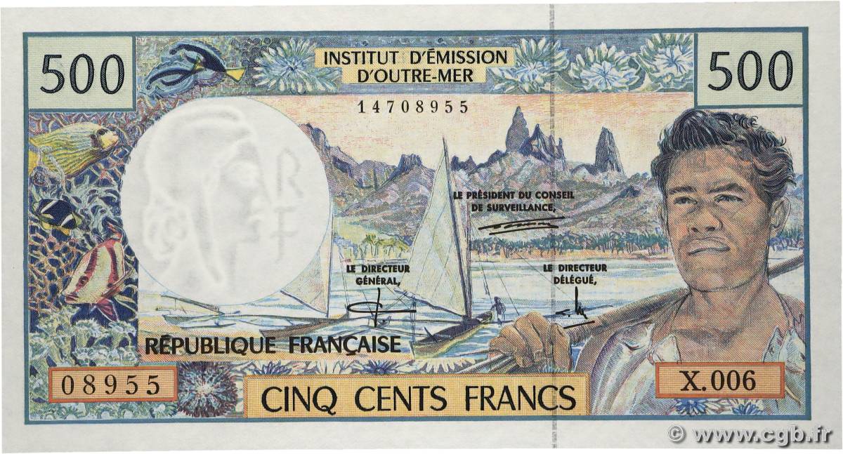 500 Francs FRENCH PACIFIC TERRITORIES  1992 P.01c UNC