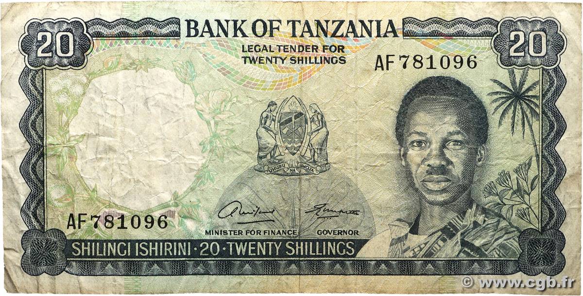 20 Shillings TANSANIA  1966 P.03a S