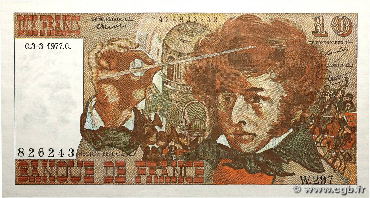 10 Francs BERLIOZ FRANCE  1977 F.63.21 AU-