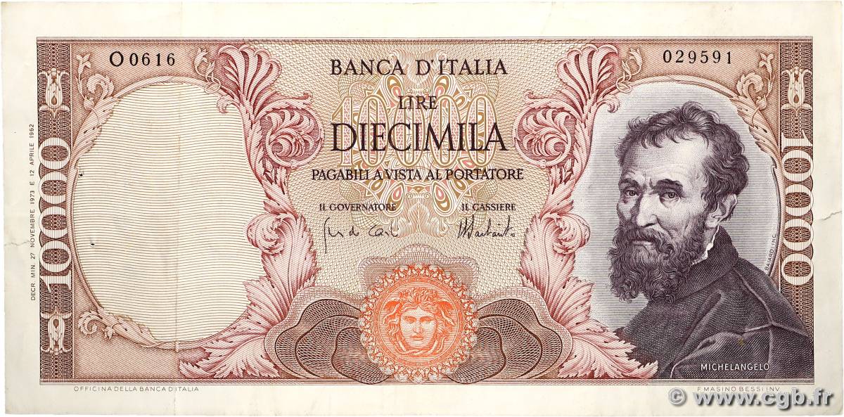10000 Lire ITALIEN  1973 P.097f SS