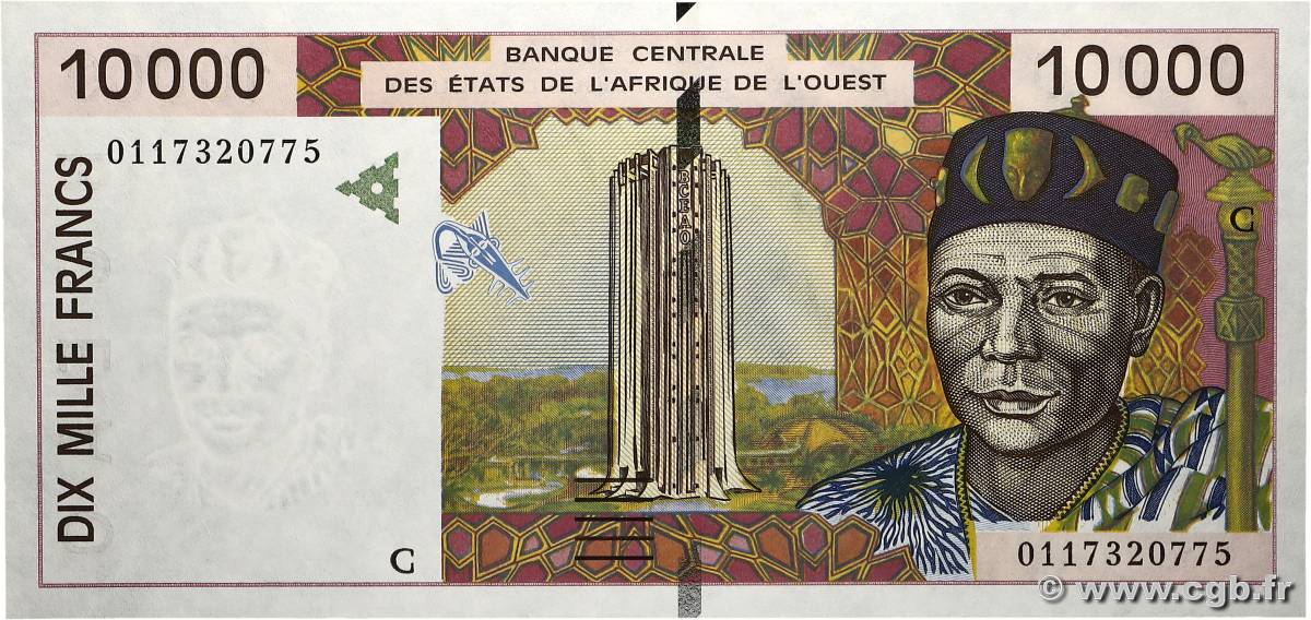 10000 Francs WEST AFRICAN STATES  2001 P.314Cj UNC-