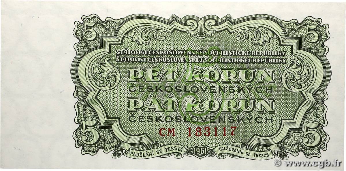 5 Korun CZECHOSLOVAKIA  1961 P.082 UNC