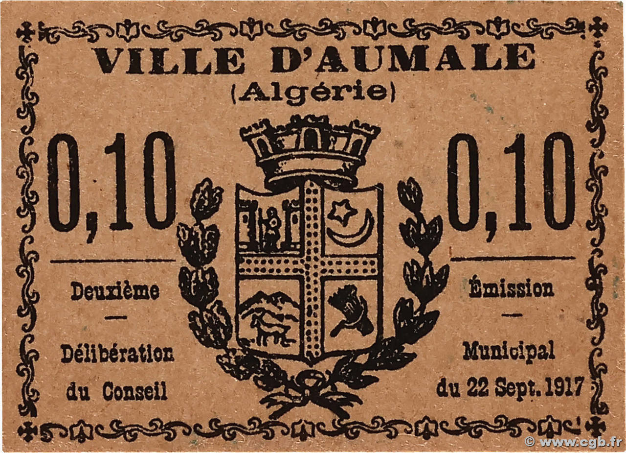 10 Centimes ALGERIEN Aumale 1917 K.180 ST