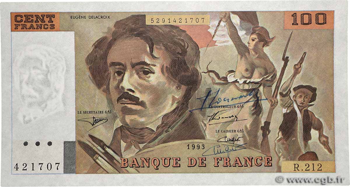 100 Francs DELACROIX imprimé en continu FRANCIA  1993 F.69bis.05 FDC